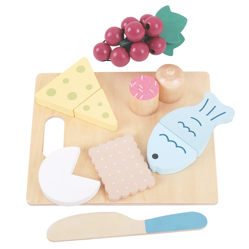

High Quality Kids Kitchen Set Pretend Play food toy American snack combination Play Food Wooden Kitchen Toy