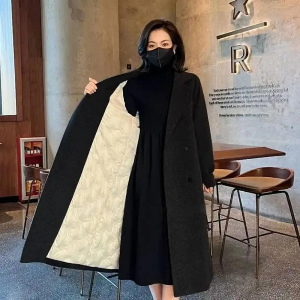 

plus Size Loose Thickened Suit Collar Woolen Coat Mid-Length Plush Woolen Jacket with Clip And Lining Women's Outerwear