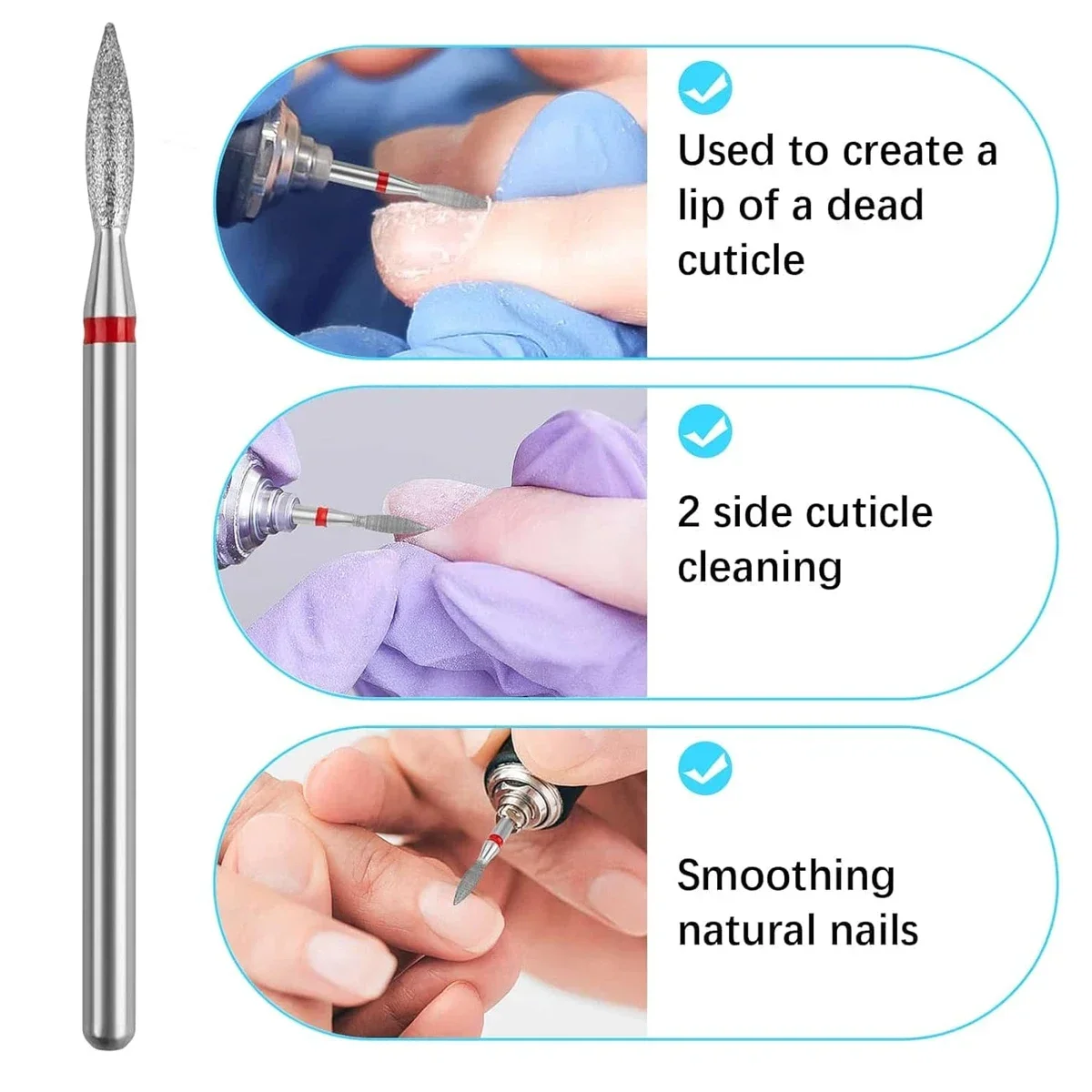6pcs/SET Nail Dill Bits Diamond Milling Cutter for Manicure 3/32" Burr Electric Nail File Cuticle Remover Tool image 3