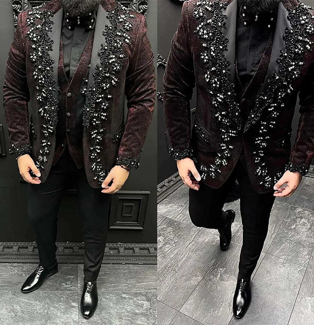 Smokings de Mariage de Luxe pour Homme, Tenue de Marié en Clip, Imbibé de Perles de Revers Patricia, Slim Fit, 3 Pièces, Veste et Pantalon, Glace Personnalisée, Nouvelle Collection