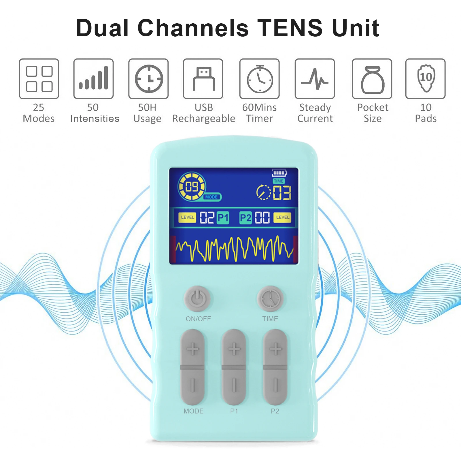 Aparato de mioestimulación, máquina TENS, Estimulador muscular EMS, masajeador de pulso electrónico, dispositivo de fisioterapia de baja frecuencia