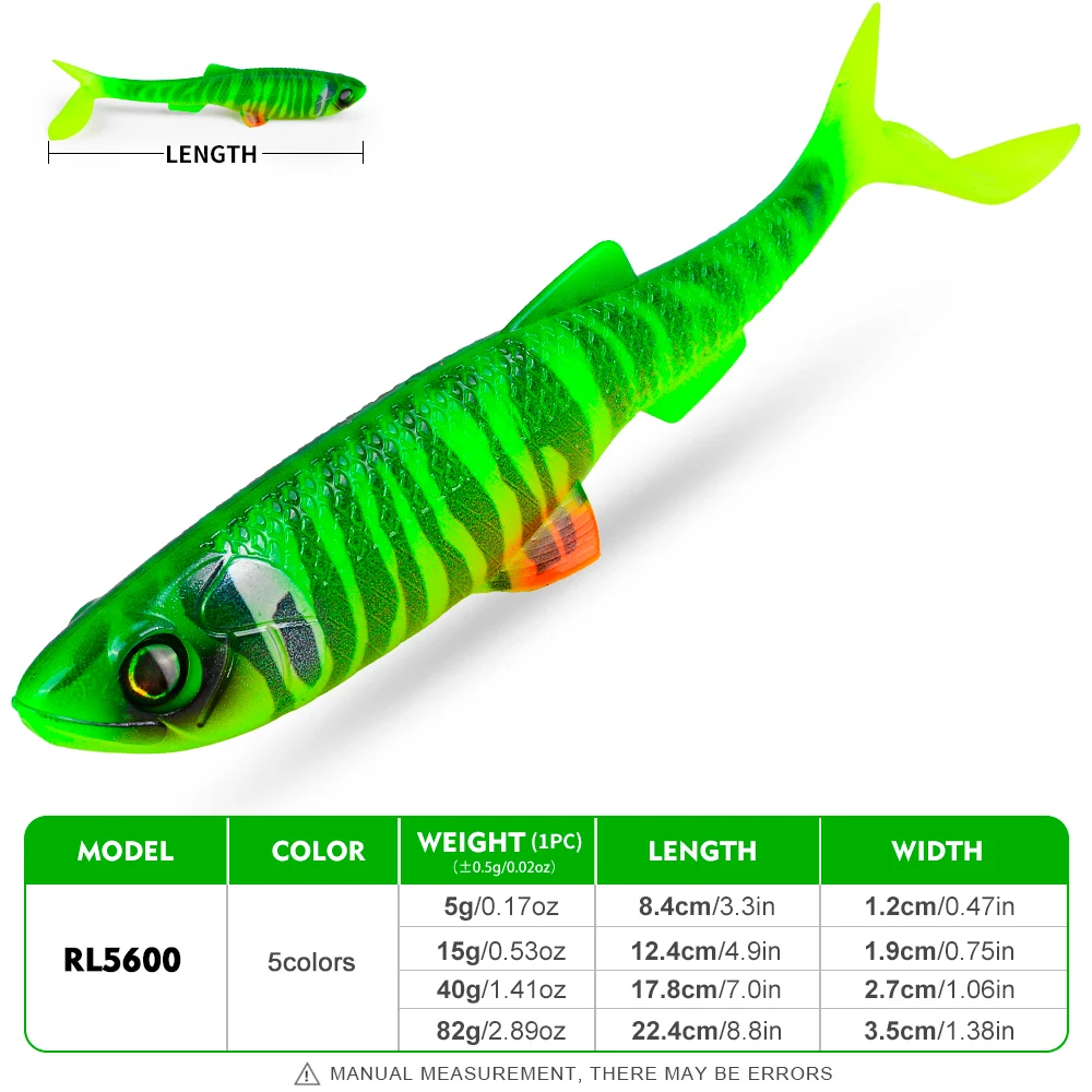 Sunlure 2/5/8 Stück T-Tail Weichköder mit 3D-realistischen Fischaugen, Swimbait, künstlicher Silikon-Shad-Köder für Bass, Salzwasser-Angelzubehör – Detail 2