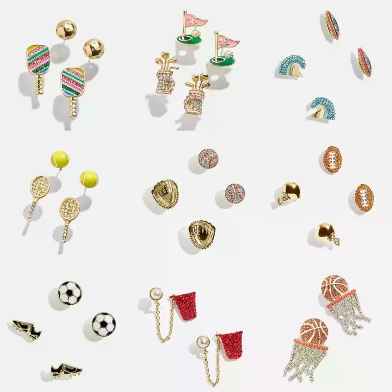 Creative Sports Series Design Stud Earrings For Women Small Cute AsymetricTennis Racket Basketball Golf Earring Fashion Jewelry
