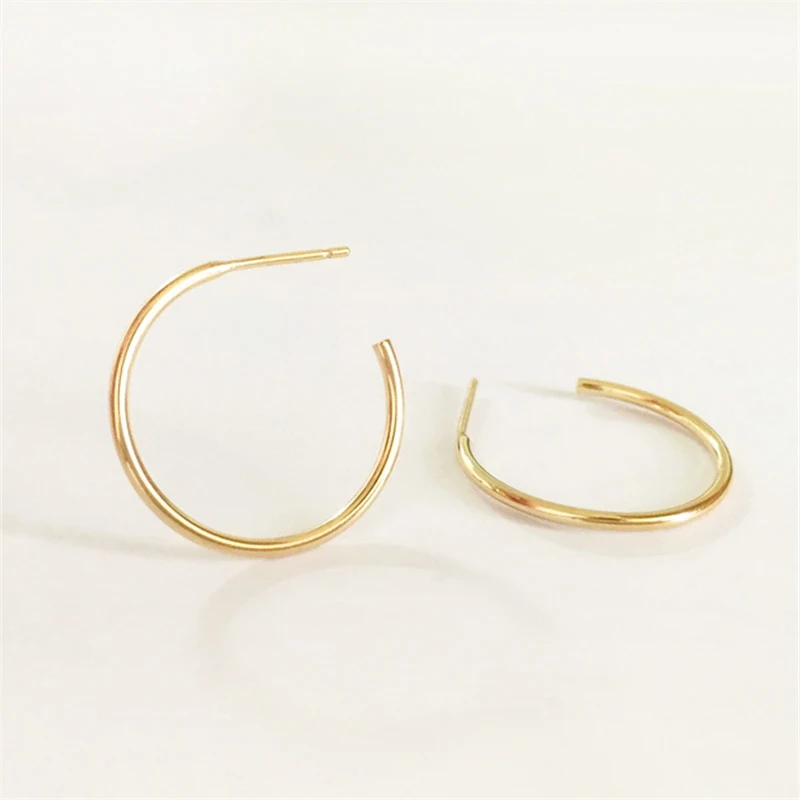 Hoop Post Earrings 14K Gold Filled Stud Hoop Gold Jewelry Gold Hoop Earrings Brincos Pendientes Oorbellen Boho Women Earrings