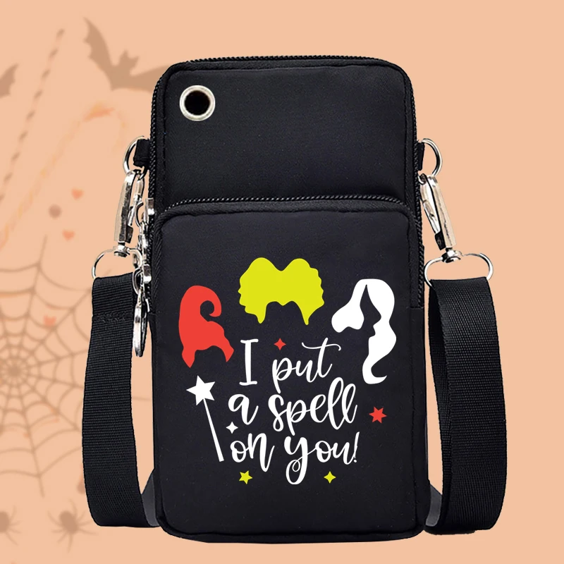 Hocus Pocus Halloween Women Mobile Phone Bag Funny Witch Graphics Purse Trick or Treat Shoulder Bags Halloween Women Handbags