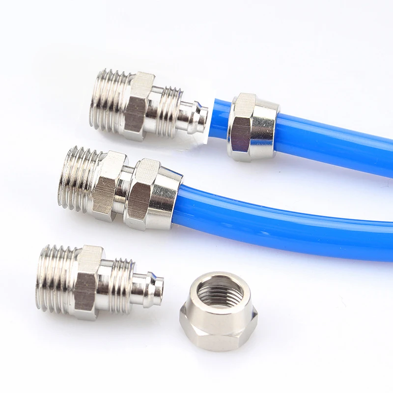 Pneumatic Connector Quick Screw Adapter Copper Nickel Plating PC6 8 10mm Fast Twist Joint Male Thread 1/8 1/4 Hose FIittings