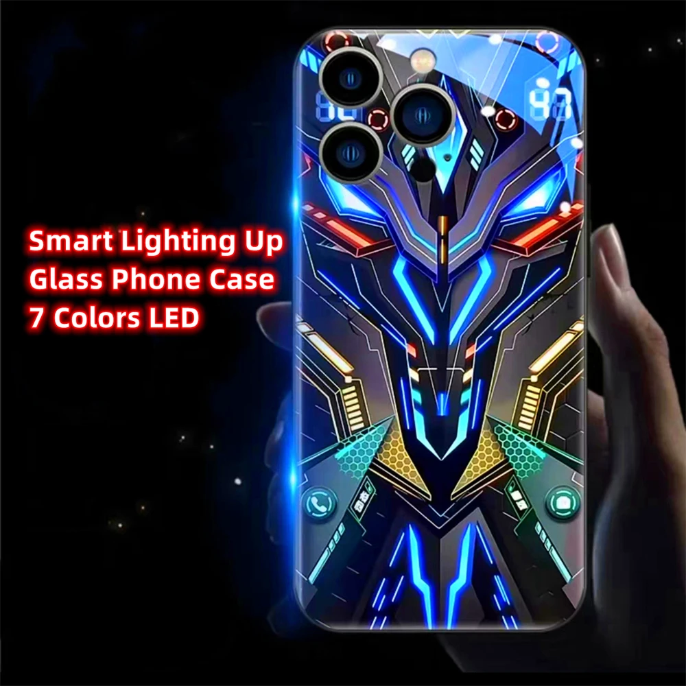 

2024 So Cool Luminous Armor LED Light Up Glass Phone Case Back Cover For Samsung S24 S23 S22 S21 S20 FE Note 20 Plus Ultra A54