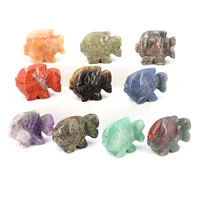 1.5in Natural Stone Carving Fish Statue Gemstone Animal Figurine Decor Creative Fish Tank Potted Micro Garden Landscape Ornament