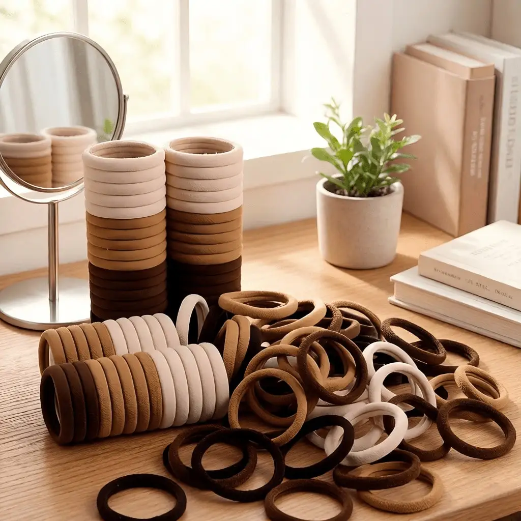

20Pcs Solid Color Hair Ties Elastic Ponytail Holders Thick Hair Women Girls Simple Style Daily Essentials