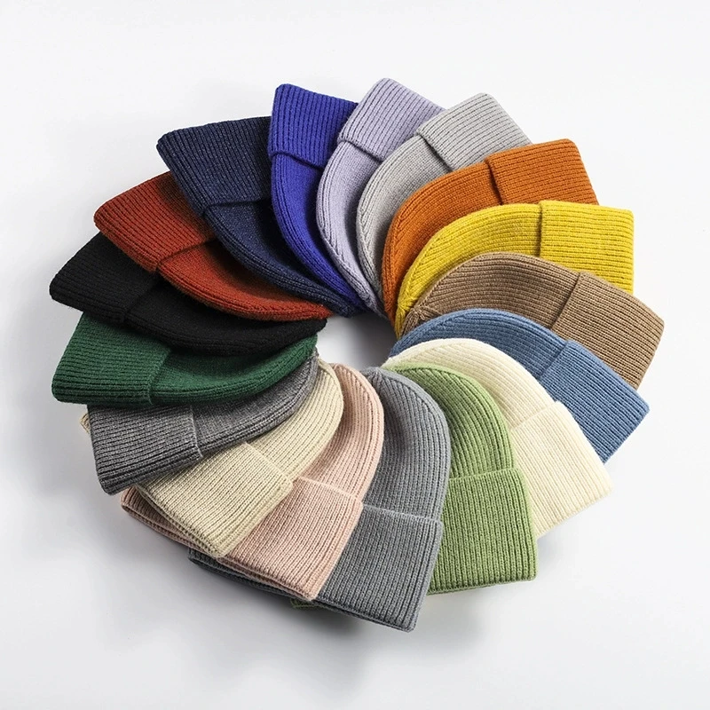 Woolen Hat Women's  Autumn and Winter Warm Curled Thickeneded Brimless Cold Hat Men's Outdoor Ear Protection Knitted Hat