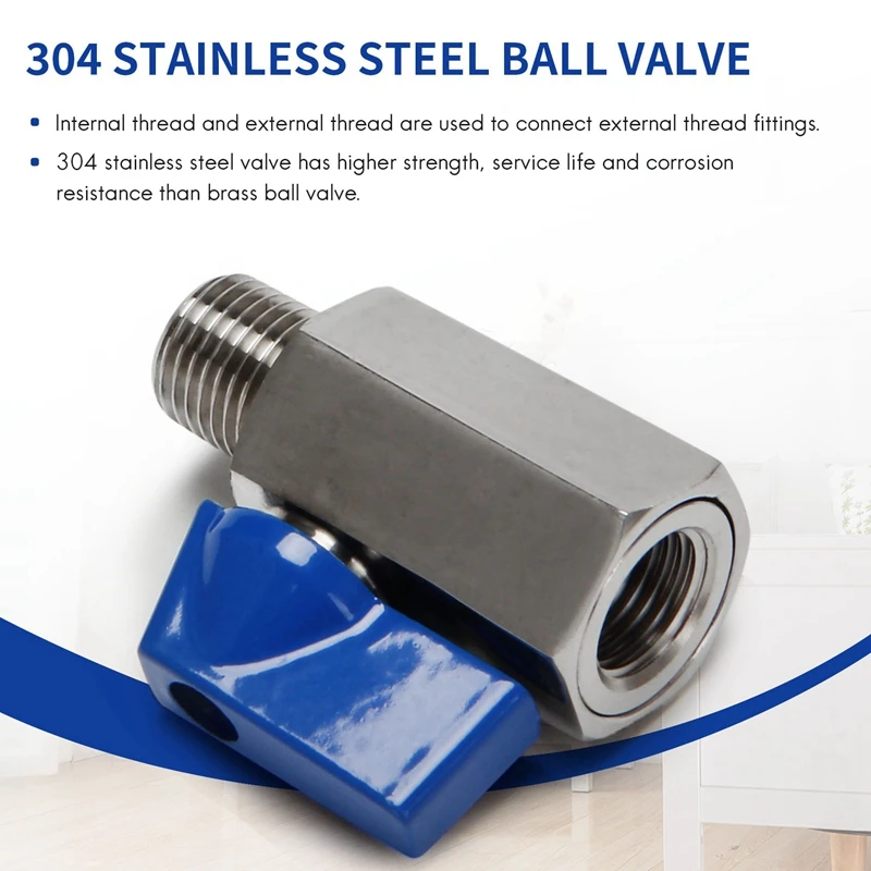Ball Valve 1/2 inch 304 Stainless Steel Mini Ball Valve Female and Male NPT Great for Shower Head Flow Control Valve-A69M view 6