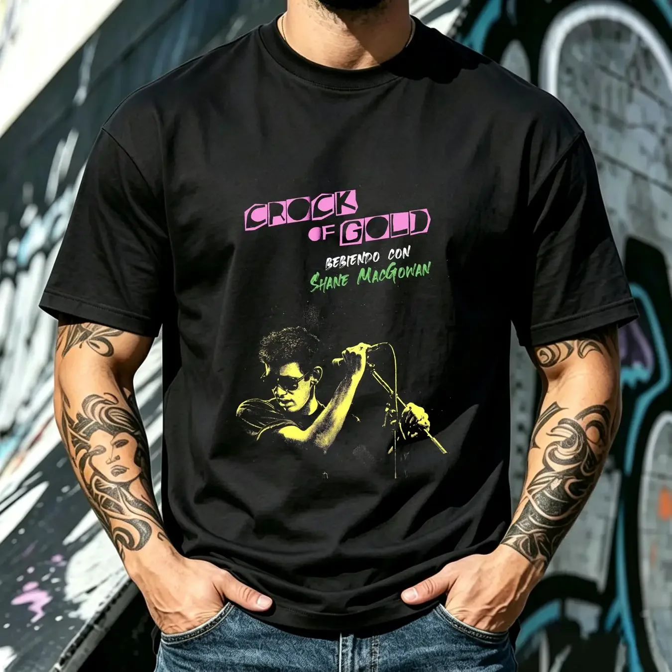 washed T Shirt Shane MacGowan The Pogues rock n roll black tee All sizes vintage Washed Comfortable Top For Everyday Wear