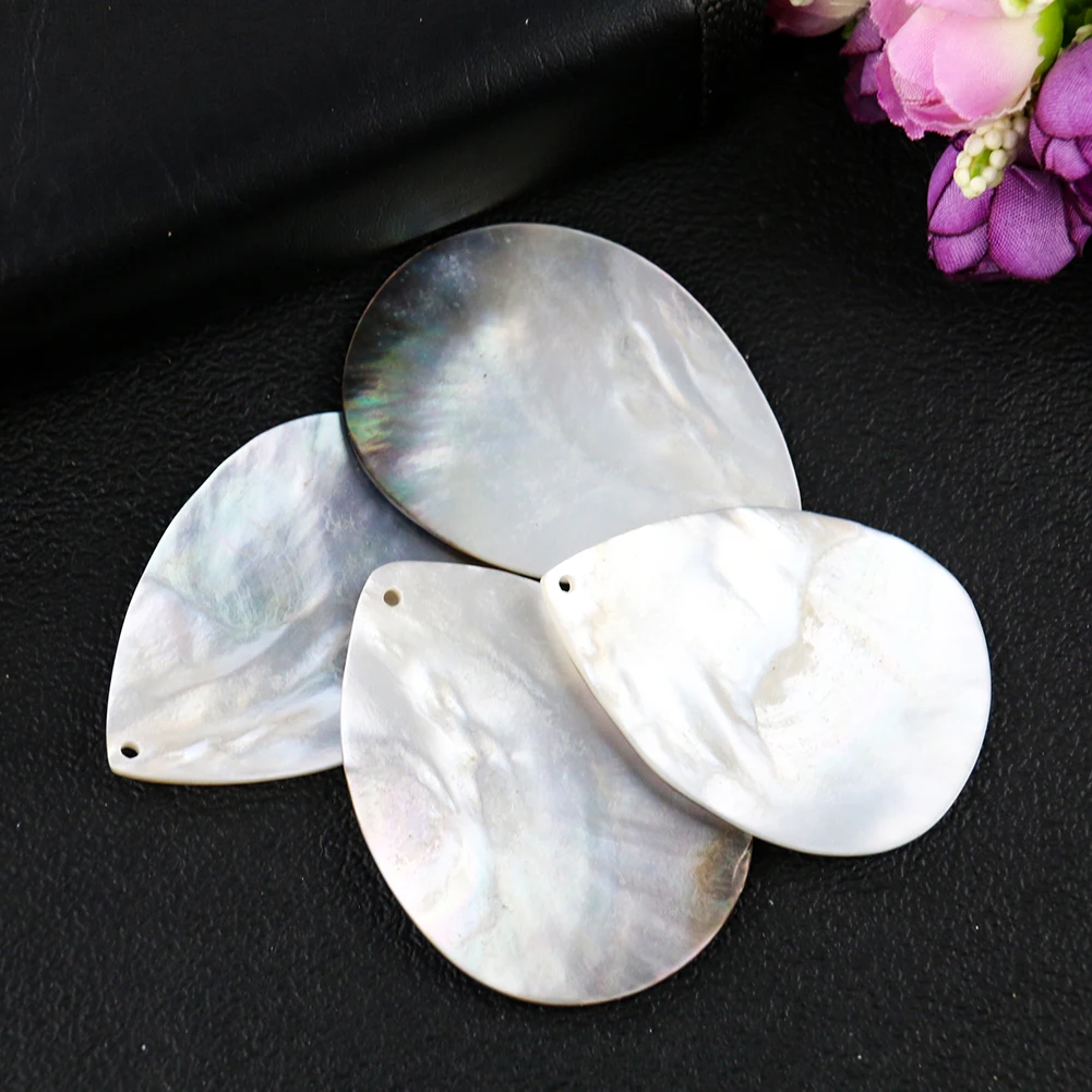 2PC Natural Black Shell Tahiti Charm Mother of Pearl Water Drop Pendant Earring Dangle Necklace DIY MOP Making Jewelry Accessory