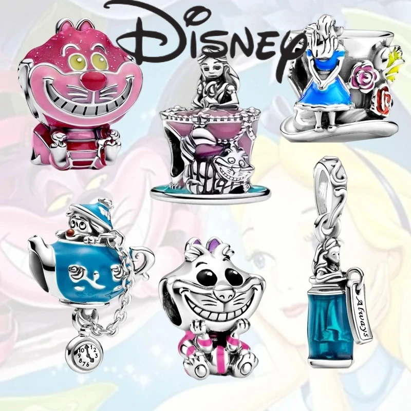 

Новинка 2025 года, Дисней Алиса в стране чудес, Чеширский кот, очаровательный изысканный браслет из бисера, подходит для оригинального серебряного браслета, женский подарок, ювелирные изделия своими руками