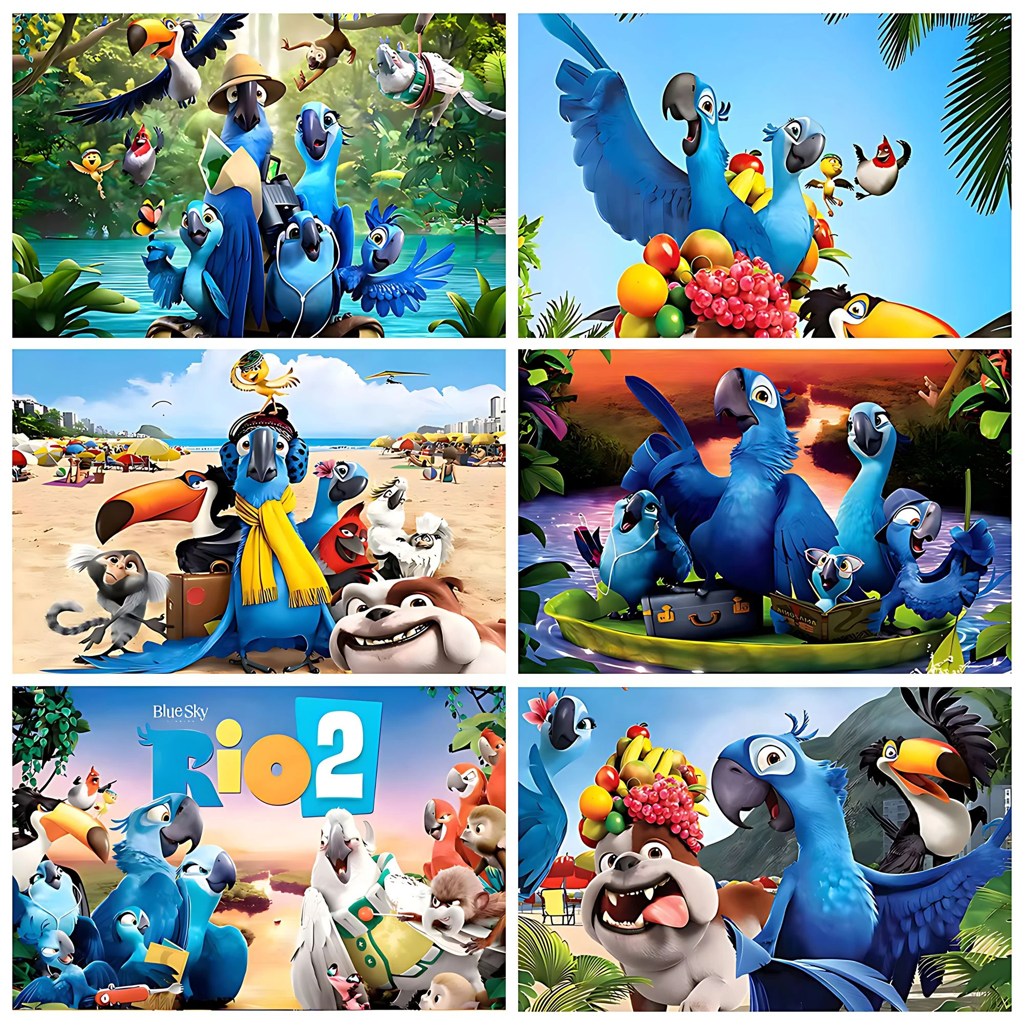 

New Cartoon Rio 2 Blue Parrot Background Children Birthday Party Decoration Banner Baby Shower Gifts Vinyl Photo Shoot Props