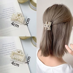 New Fashion Hollow Pearl Hair Claw Clips Simple Non Slip Mini Geometric Bangs Barrettes Hair Jaws for Women Girls Daily