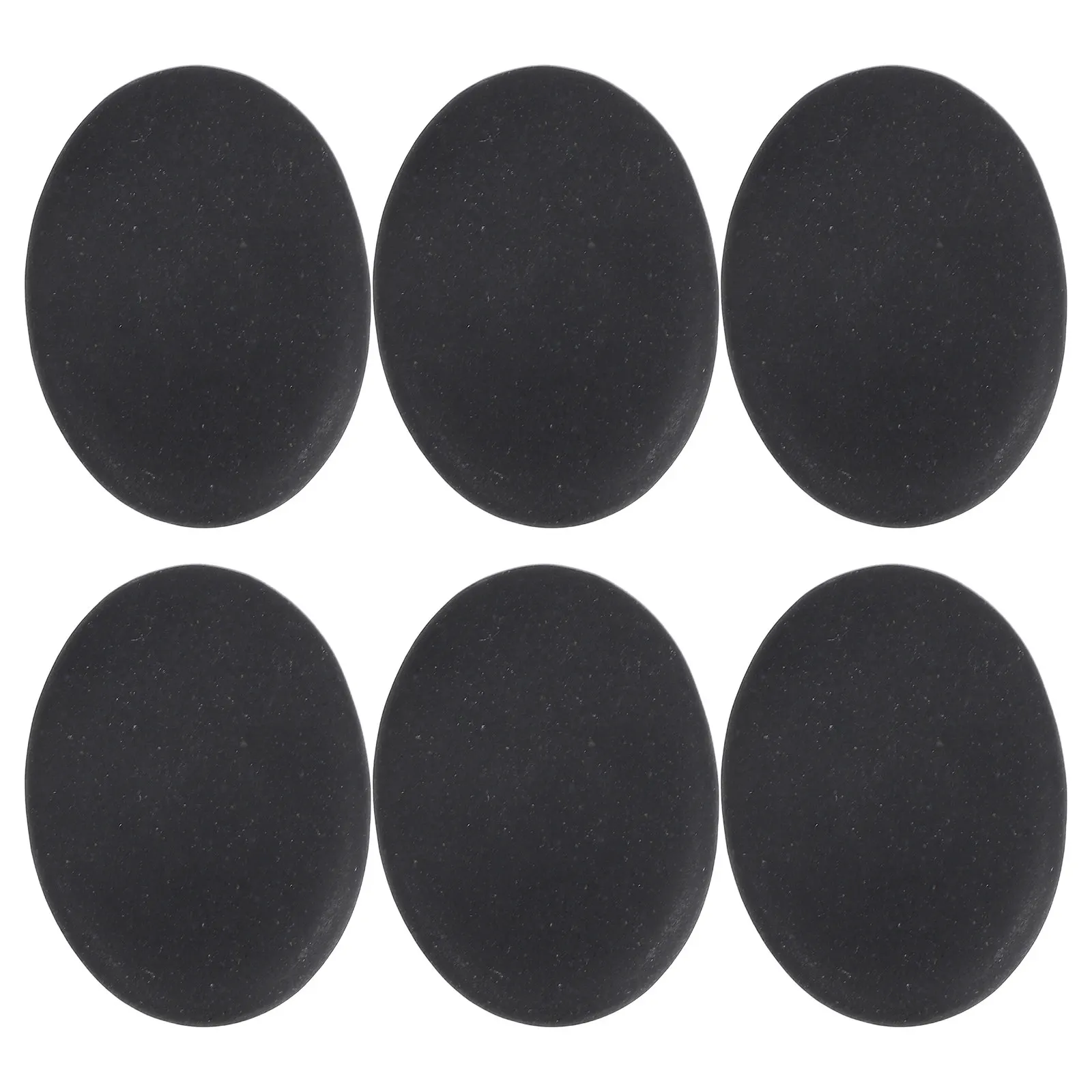 6Pcs Black Volcanic Hot Stones Massage Set Concave Contour Fit for Home Spa Therapy Muscle Soreness Relief Warming Stone Massage