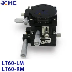 XYZR Axis 60*60mm LT60-LM Sliding Table V-type 4-Axis Fine-tuning Platform Manual Linear Platform Bearing Adjustment Slide 29.4N