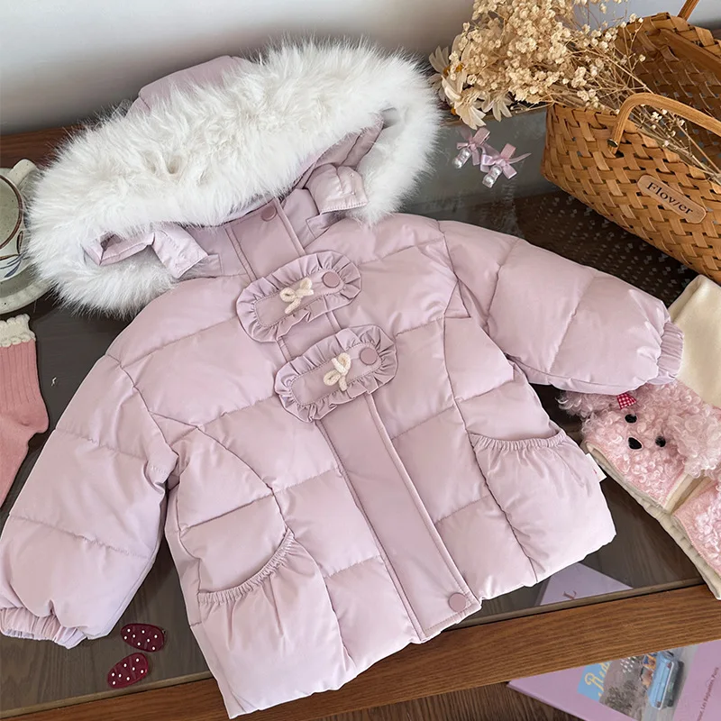 الأطفال الفتيات أسفل سترة الفراء مقنعين 90% بطة بيضاء رشاقته الدافئة طفل الفتيات أسفل معطف جديد الشتاء الاطفال الفتيات ملابس خارجية سترات #2