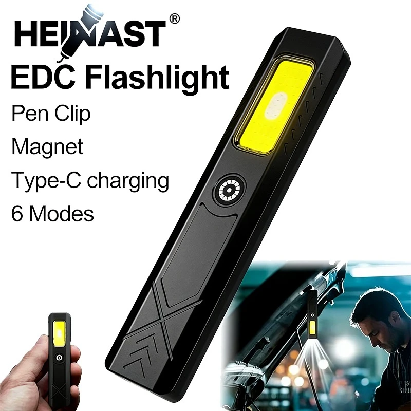 Mini Portable Rechargeable LED Torch Light, Waterproof Outdoor Work Pocket Flashlight with Magnetic Tail, Compact LED Flashlight