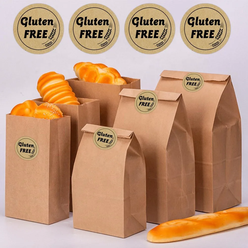 1 inci bebas Gluten stiker Kraft coklat Label makanan Gluten untuk makanan gratis Gluten paket ritel 500 buah