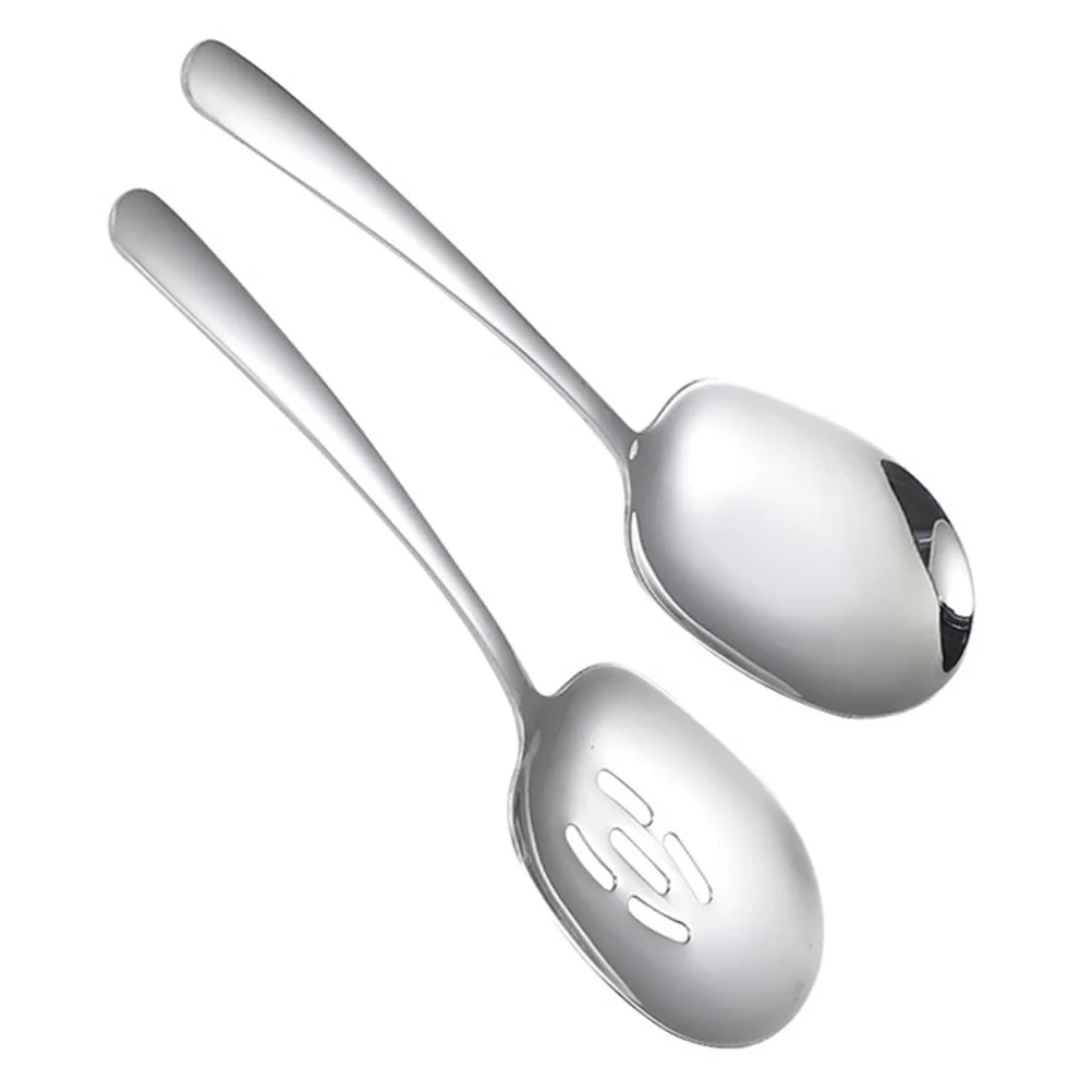 

2pcs 304 Serving Spoons Stainless Steel Rice Ladle Smooth Surface Easy Clean Long Handle Kitchen Utensils For Home Restaurant