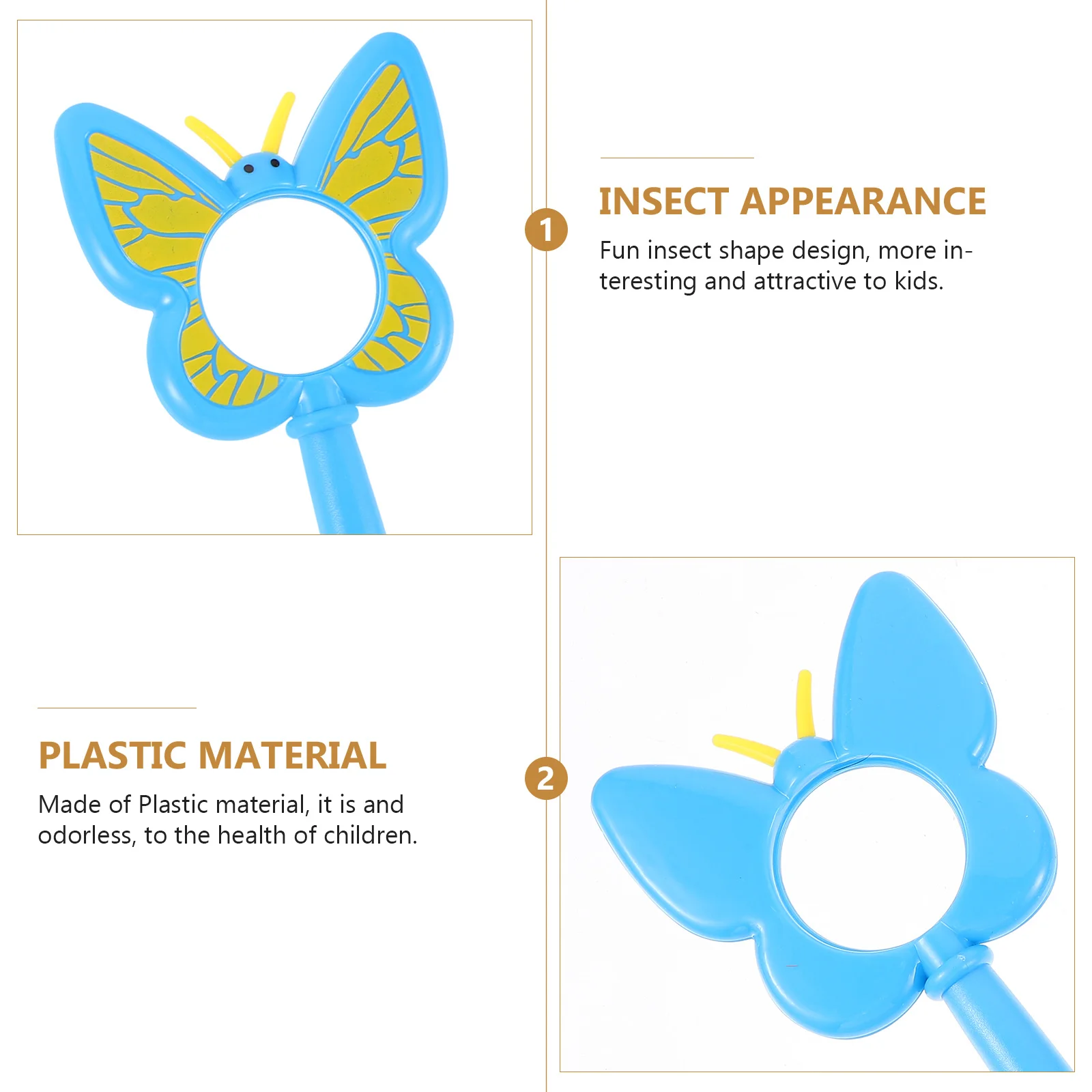 3 قطع عدسة مكبرة محمولة للأطفال من البلاستيك مستكشف الحشرات عالي الوضوح على شكل كرتوني لطيف لون عشوائي