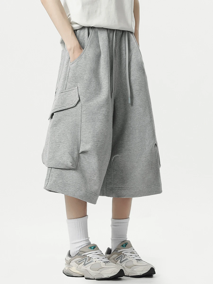 

Elastic Workwear orts Men's plus Size Trendy Loose Wide Leg Sport Sweatpants Summer Distred mid Waist Cotton Blend