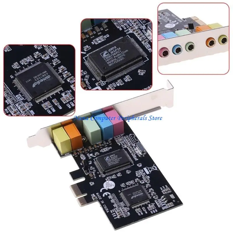 F68C PCI-E Digital Sound Card 5.1 Capacitors CMI8738 Chipset + Barrier