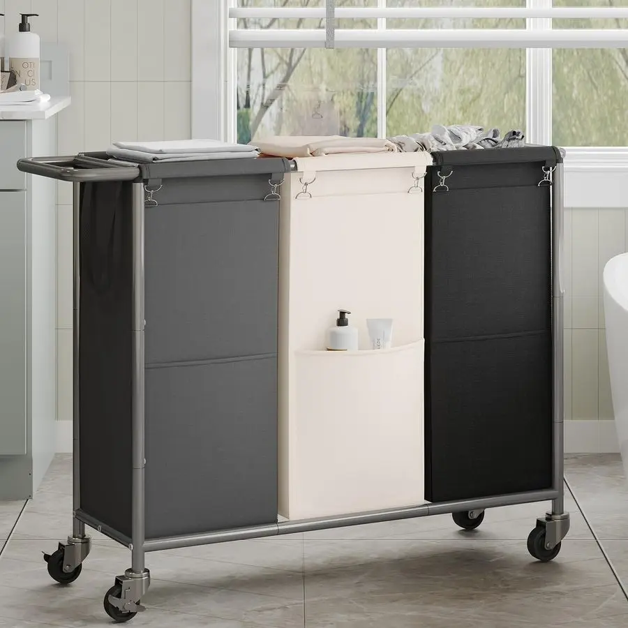 

Laundry Basket, 3 x 18.5 Gal Laundry Separator Hamper with Heavy Duty Rolling Wheels, Laundry Divider Sorter with Removable Bags