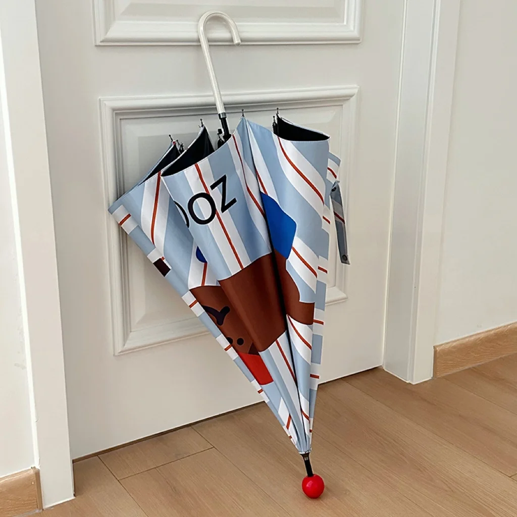 

Шикарный зонт для собаки в красную полоску с длинной ручкой, изогнутый крючок, большой размер, солнцезащитный дождь двойного назначения, женский зонт от солнца с высокой эстетической ценностью...