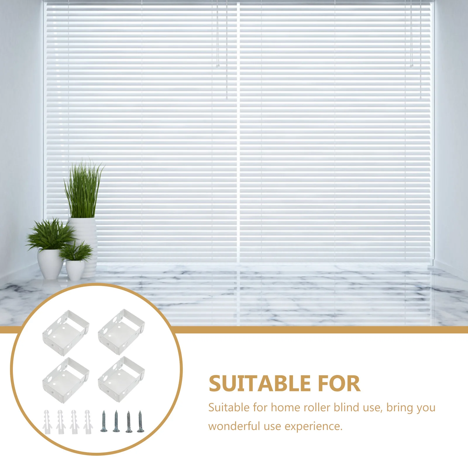 

4Pcs Window Curtain Mounting Brackets White Metal Roller Blind Fittings Low Profile Blinds Holder Curtain Installation