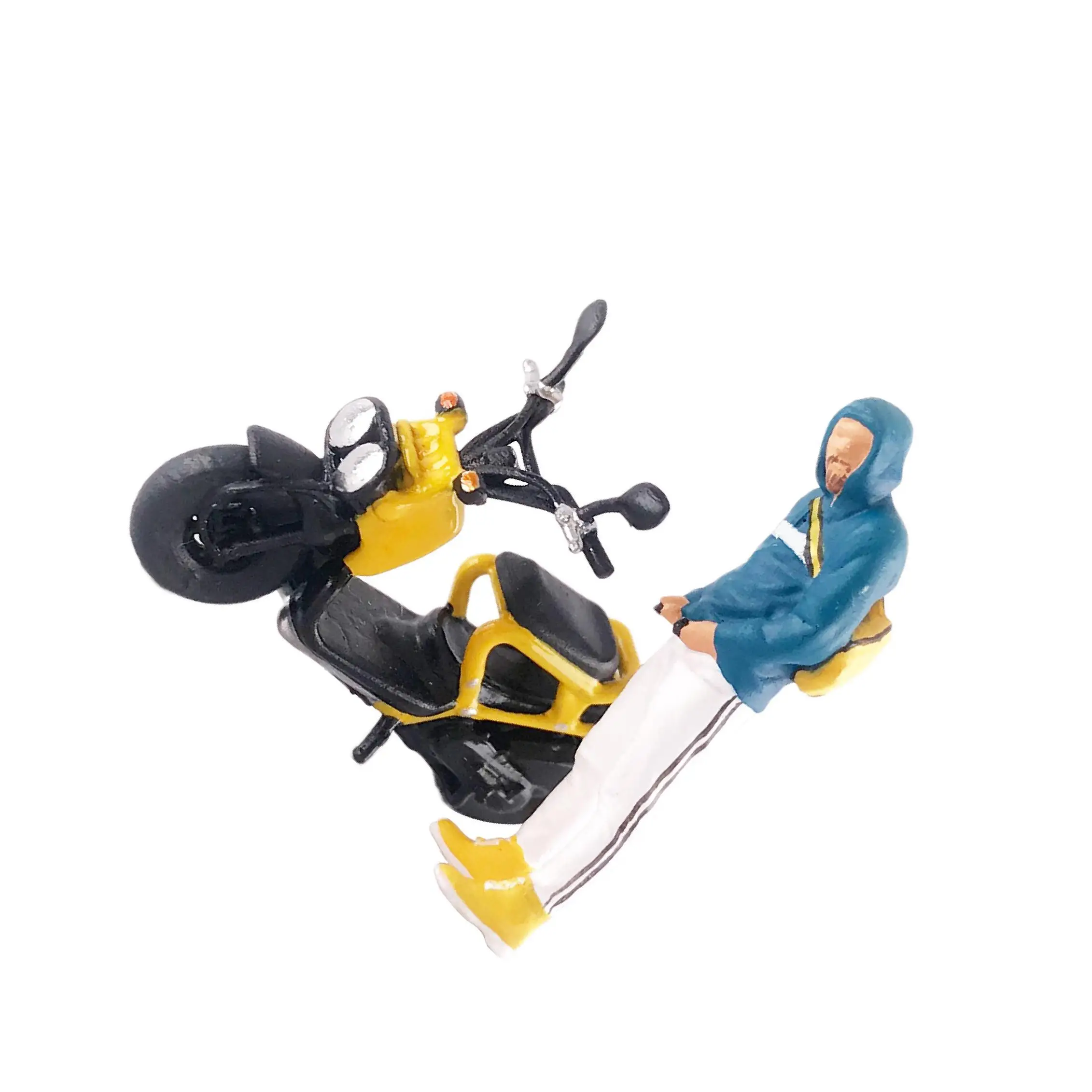 ฟิกเกอร์ขี่มอเตอร์ไซค์ขนาด 1:64 สำหรับงาน DIY โมเดลขนาด S สีดำแดง