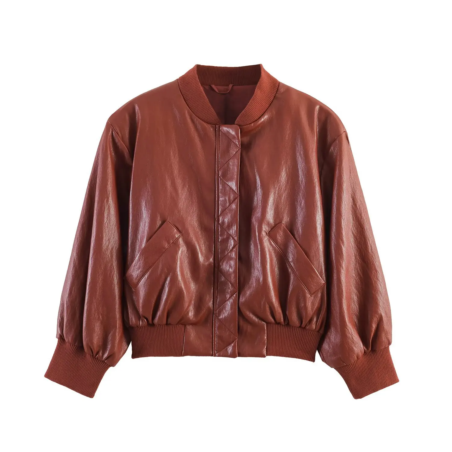 Cross-Border Casual Pilot Jacket Coat Faux Leather Shoulder Padded Short Pants Short Skirt Set Organic Cotton Pure Color