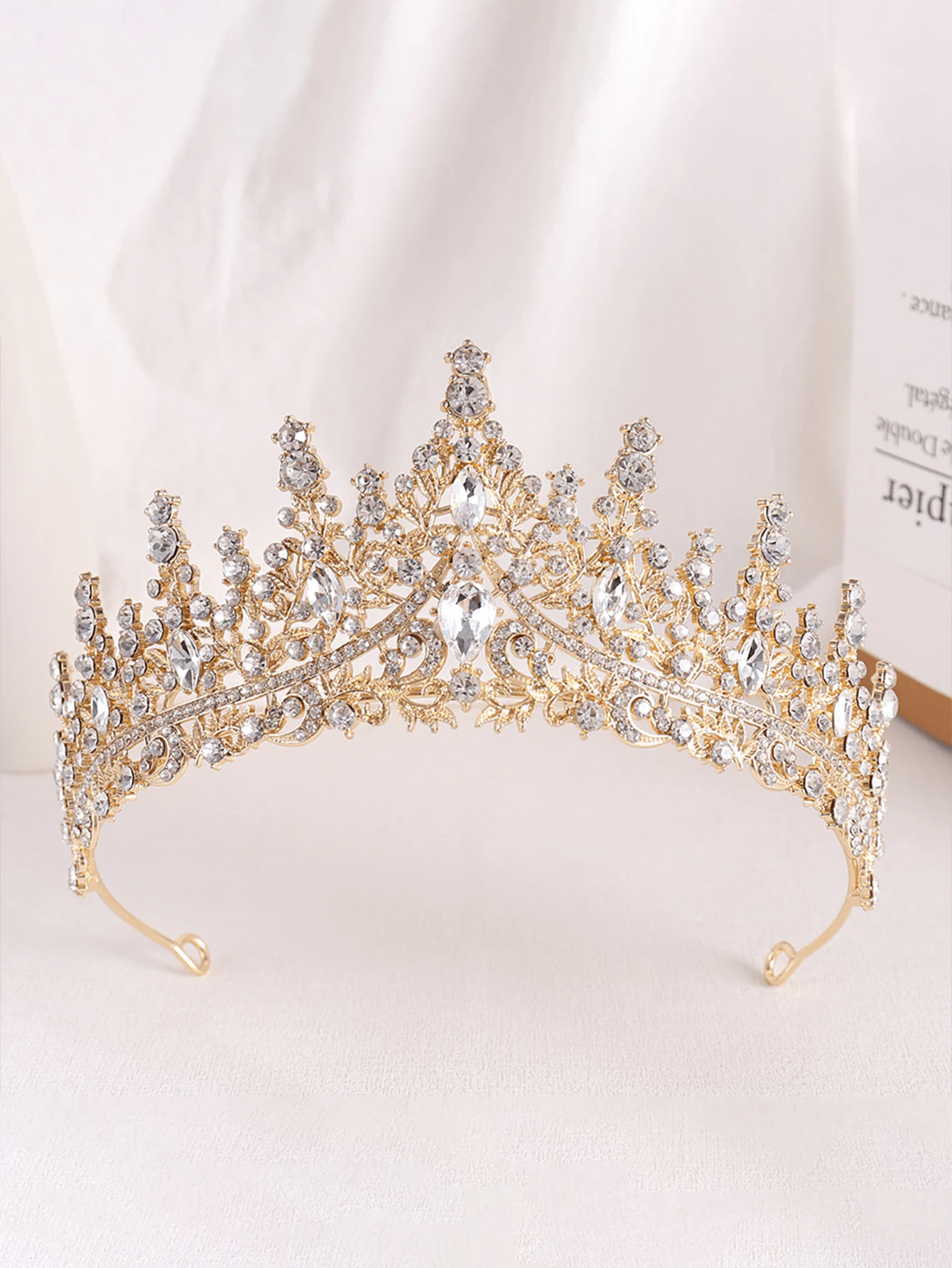 European Baroque Style Heavy-Duty Full Diamond Crown Bridal Wedding Crown, Dinner Birthday Runway Show Diamond-Encrusted Hair Cr view 3