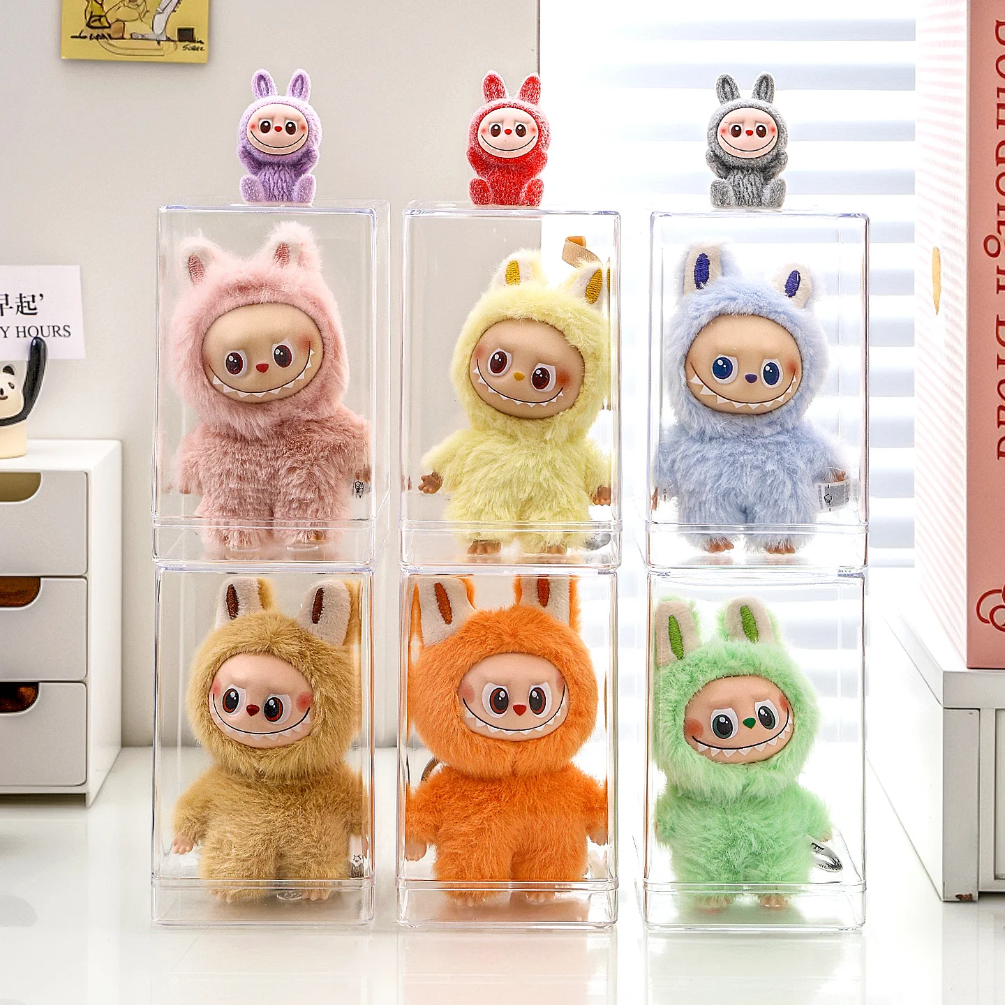 1pc Transparent Labubu Dustproof Display Box, Cotton Doll Stackable Storage Box Suitable for Toy Collection and Storage Box