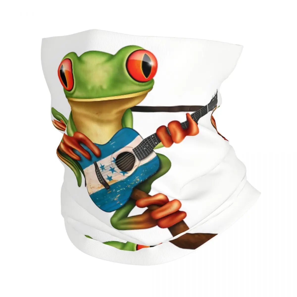 Tree Frog Playing Honduras Guitar Thin Wrap Scarf Bandana Neck Gaiter Face Cover Headband