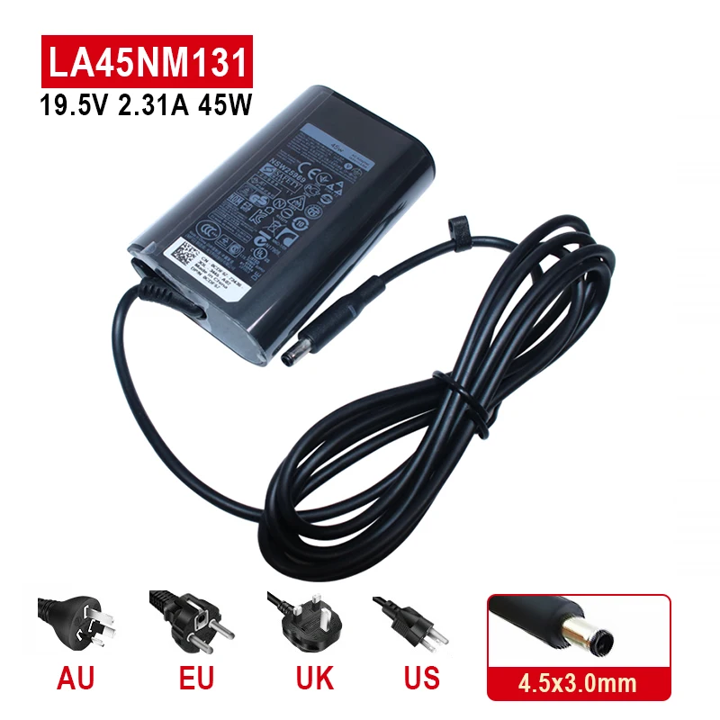 

Laptop Adapter 4.5*3.0mm 19.5V 2.31A 45W Charger for Dell LA45NM131 DA45NM131 XPS 11 12 13 9350 Inspiron 11/13/14/15 7579 L322X