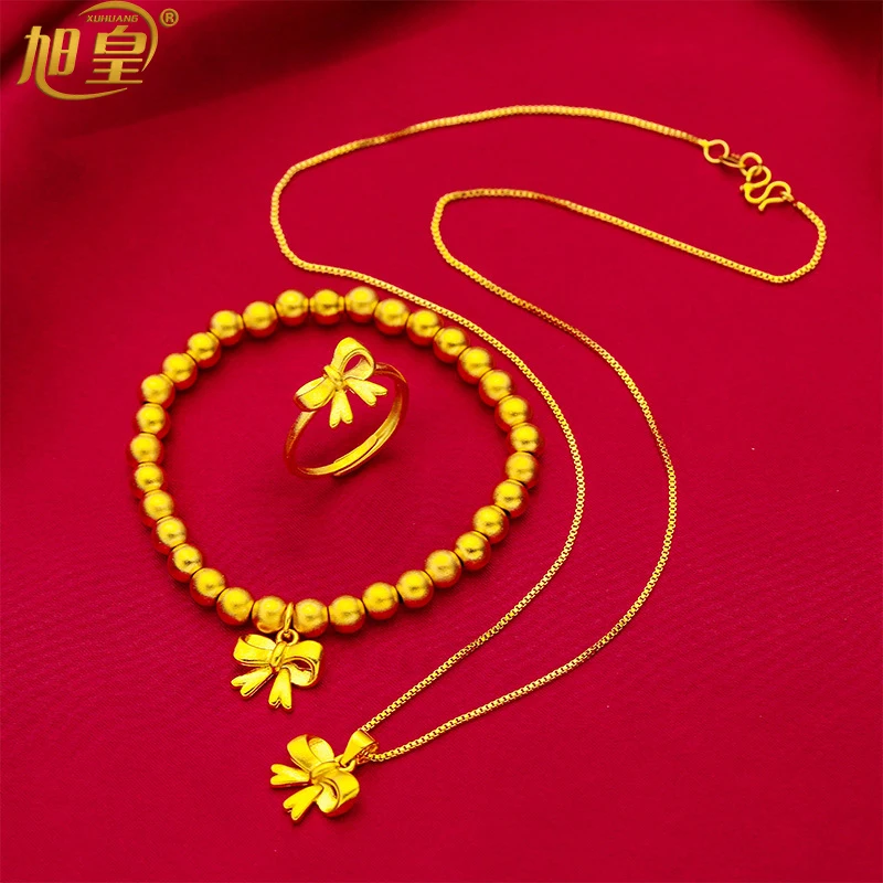 

Fashion 24K Gold Plated Bride Wedding Jewelry Nigeria Butterfly Pendant Necklace Ring Bead Bracelets Sets Party Gifts Wholesales