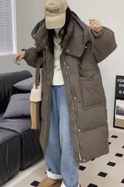 2025 Winter New Women's Oversized Down Cotton Jacket Commuter Long Warm Cotton Jacket