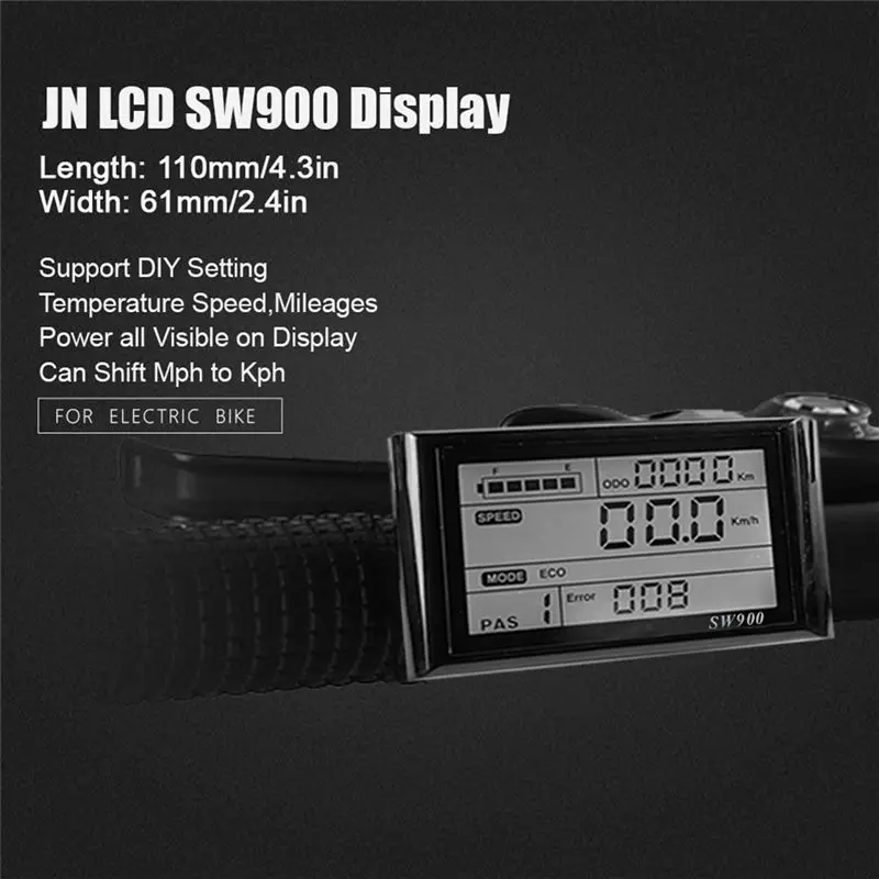 

[AD12] Ebike SW900 LCD Display Control Electric Bicycle Speed Meter Waterproof Plug Record Instrument Control/Setting 24-72V