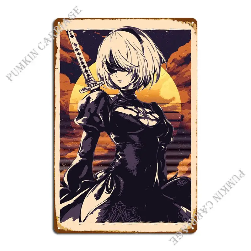 Nier Automata 2b Metal Sign Vintage Decoration Cinema Retro Tin Sign Poster