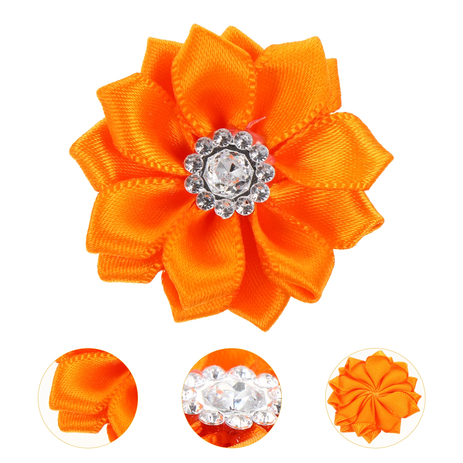 

40pcs 4Cm Fabric Ribbon Bows Rhinestone Appliques Sewing Embellishment Diy Headband Hair Clip Accessories Wedding Party