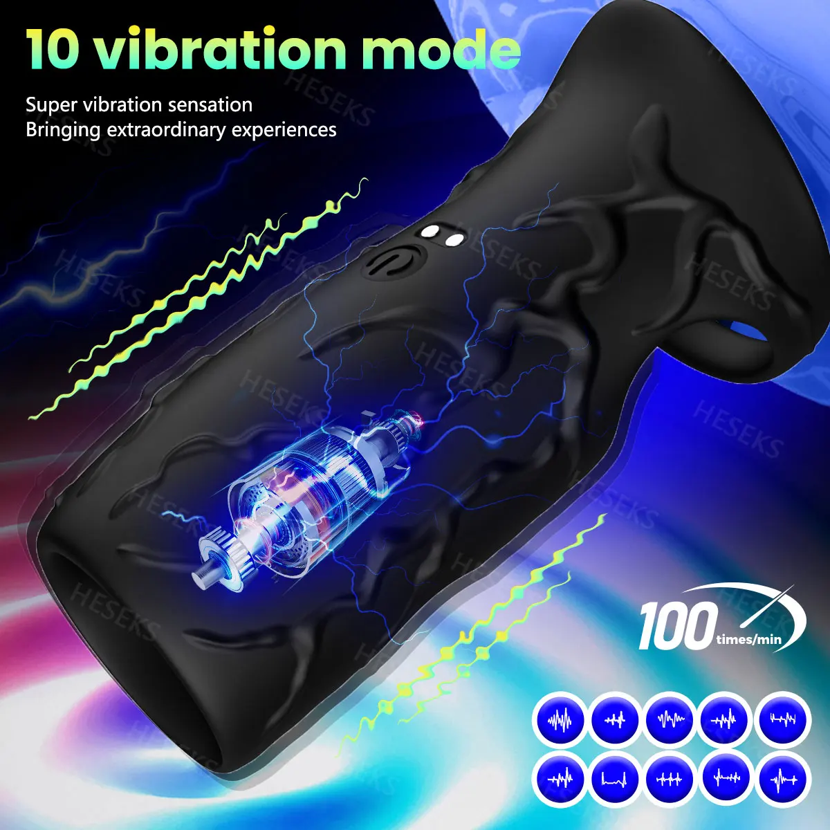 HESEKS Vibrating Penis Sleeve Cock Ring Adult Sex Toys Penis Extender for Men Testicles G Spot Stimulation Penis Ring Vibrator