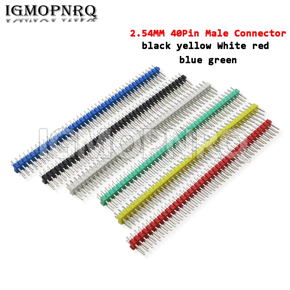 10PCS 40Pin 1x40P Single Double Row Male Breakable Pin Header Strip 2.54mm Long Blue Red White Green Yellow Connector