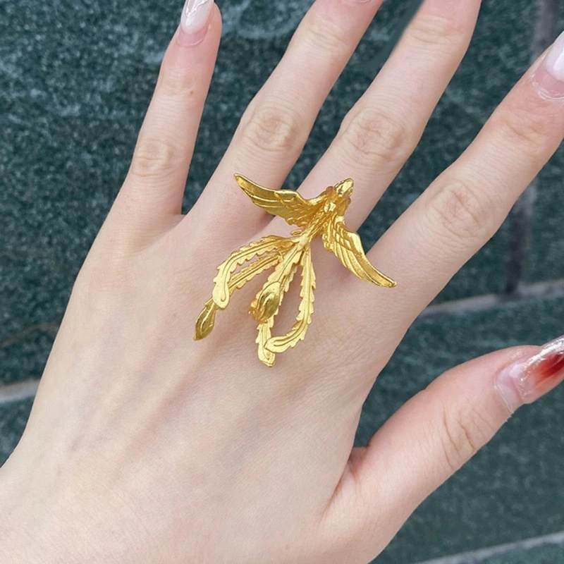 Уникальные кружевные кольца, ювелирные изделия, элегантные кружевные кольца на палец Fenghuang, аксессуар для свадеб и вечеринок