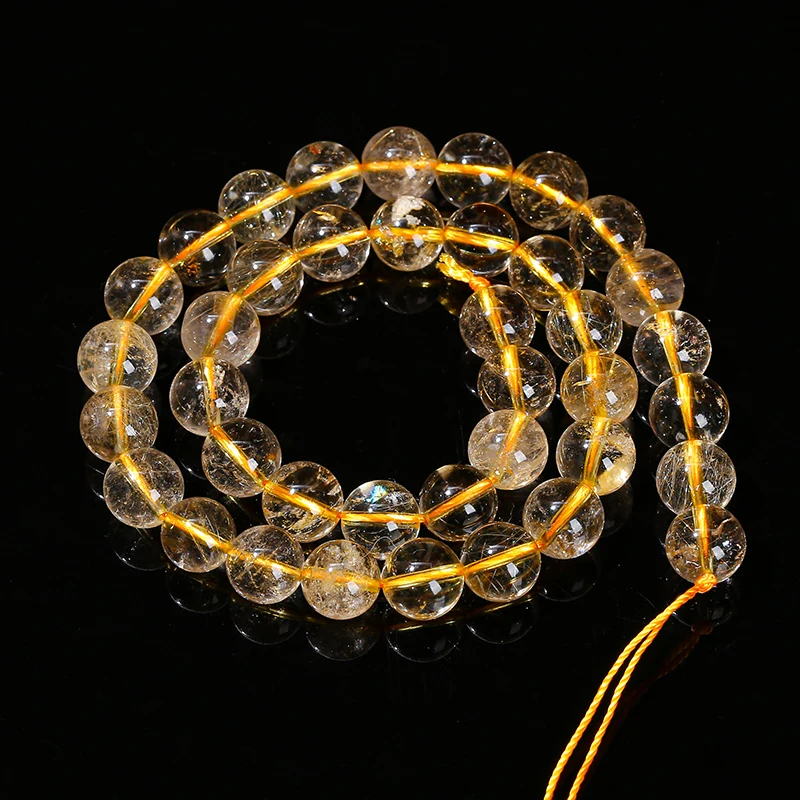 Pierres Précieuses Fines en Quartz Rutilé et Or Glacé Naturel, Accessoire de 6, 8 ou 10mm pour Fabrication de Bijoux, Colliers et Bracelets à Faire Soi-Même