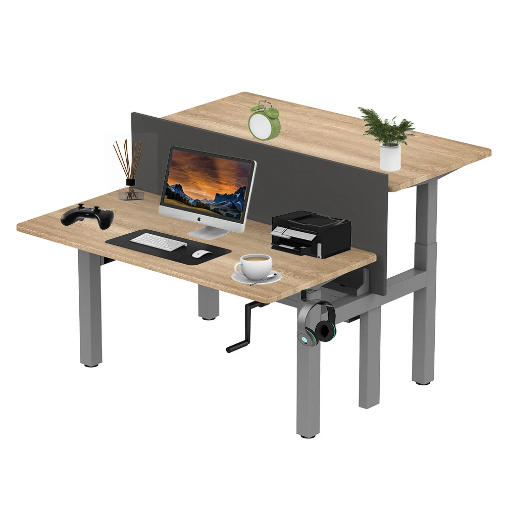 Lifting Computer Desk Large Double Manual Lifting Table Standing Adjustable Office Workbench Customization