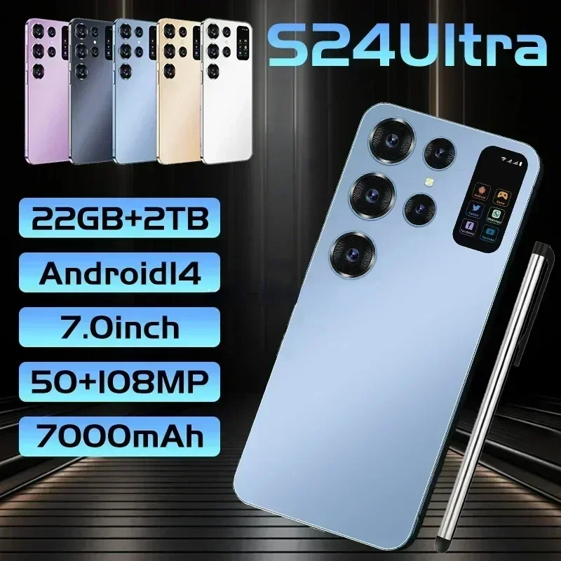 Original S24 Ultra 7.0HD Smartphone 5G Global Version Mobile Phone 7000mAh Android Cell Phone 22GB+2TB Dual Sim Card NFC