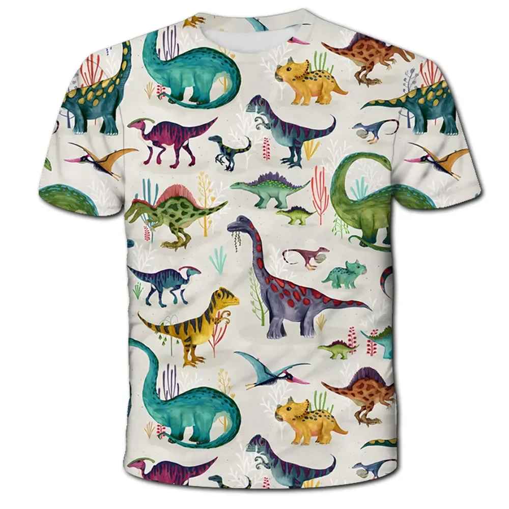 

2024 Child Boys Girls Dinosaur T-shirts Summer Short Sleeve Boy Clothes Causal T Shirt Tops Tee Children's clothing 3-14 year